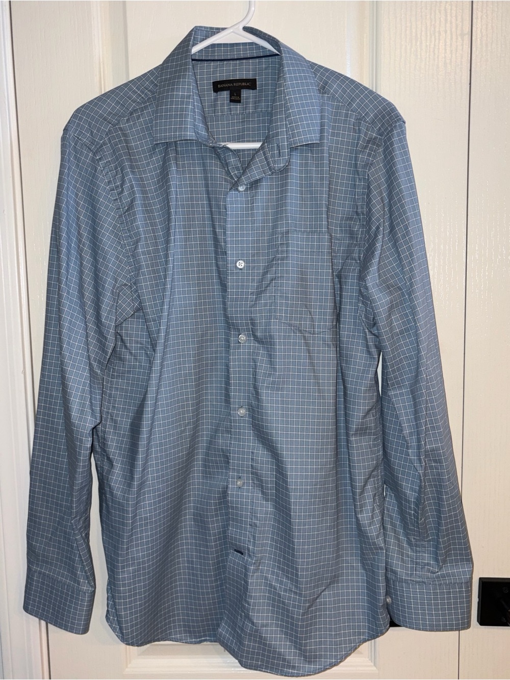 Banana Republic Men’s Light Blue Windowpane Dress Shirt